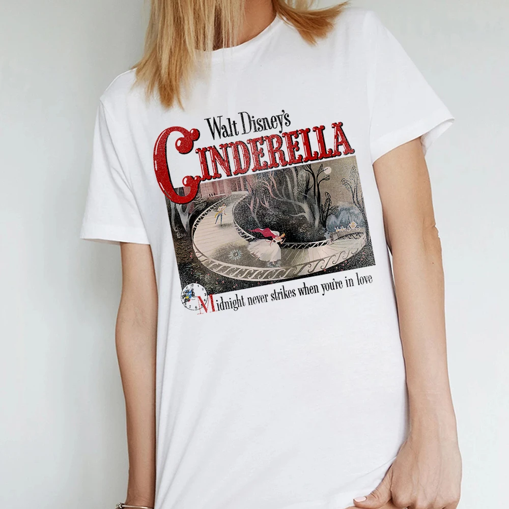 

Disney Cinderella 70th Anniversary Classic Poster Premium T-Shirt Women Summer Female Tshirt Girls Tops Streetwear Tee Shirt