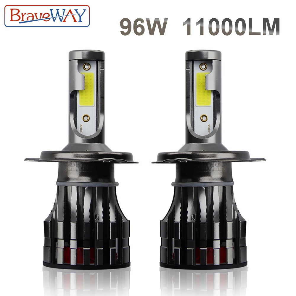 

BraveWay LED Headlight Bulbs for Car Motorcycle H4 H7 LED Bulb H11 H1 Auto Fog Light H4 Lamp 9005 9006 HB3 HB4 6000K 11200LM 96W