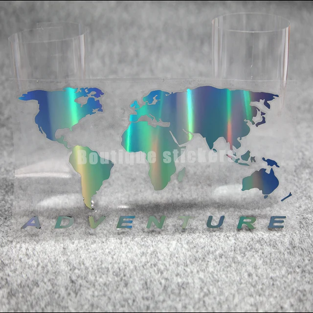 World Map Die-cut Decals Camping Adventure Stickers Body Stickers Waterproof Reflective Stickers Field Adventure RV Stickers laser