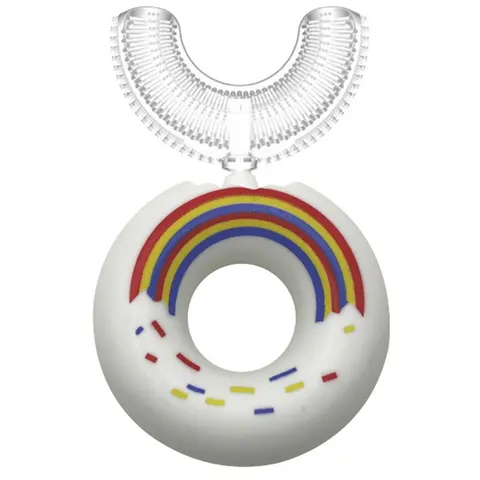 360 Degree Doughnut Manual Toothbrush Kids Silicone U-shaped Tooth Brush Cartoon Gift For 2-6-12 Years Old