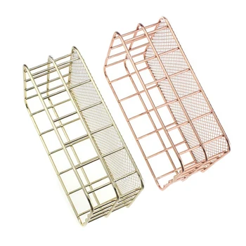 

Wire Iron Storage Basket Rose Gold Durable Home Office Desk Shelf Desktop For Kichen Cabinets Bedroom Bathroom LAD-sale
