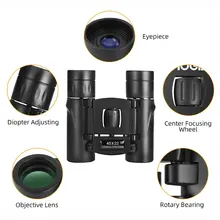 Jumelles puissantes HD, longue portée de 2000M, Mini télescope pliable, BAK4 FMC optique pour la chasse, sport en plein air, outil de Camping 