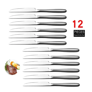

Velaze 12-Piece Premium Stainless Steel Dinner Knives Set Mirror Polished Design Cutlery Dinner Knife Set latware Dinnerware set
