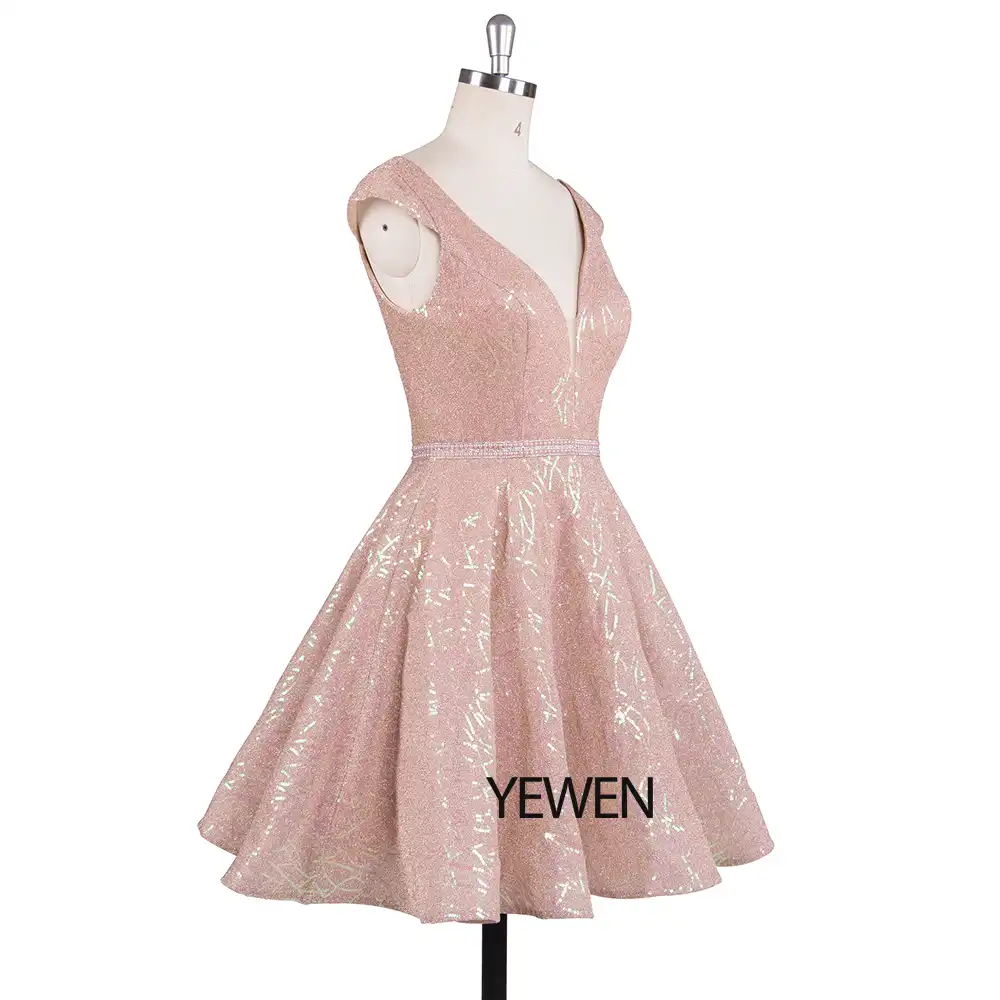 pink sequin homecoming dress