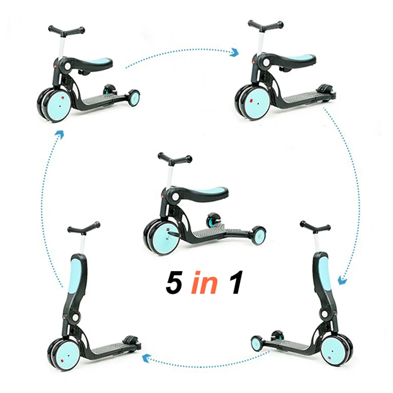 

Nadle Tri-Scoot Scooter 5-in-1 Tricycle/Scooter/Balance Bike Sleek Design scooter with Foldable Seat