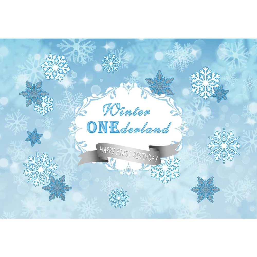 Зимние фоны Onederland Baby Shower 1st первый день рождения баннер синий снег украшения фото фон для фотосъемки - Цвет: Style one