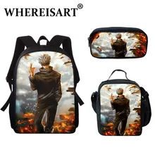 

WHEREISART High Quality Design Anime Jujutsu Kaisen Boys Girls 3pcs/Set Backpack School Satchel Satoru Snug Lunch Pencil Package