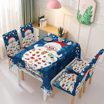 

New Year Christmas Tablecloth Chair Cover Kitchen Dining Table Decorations Home Party Table Covers Christmas Ornaments Decor