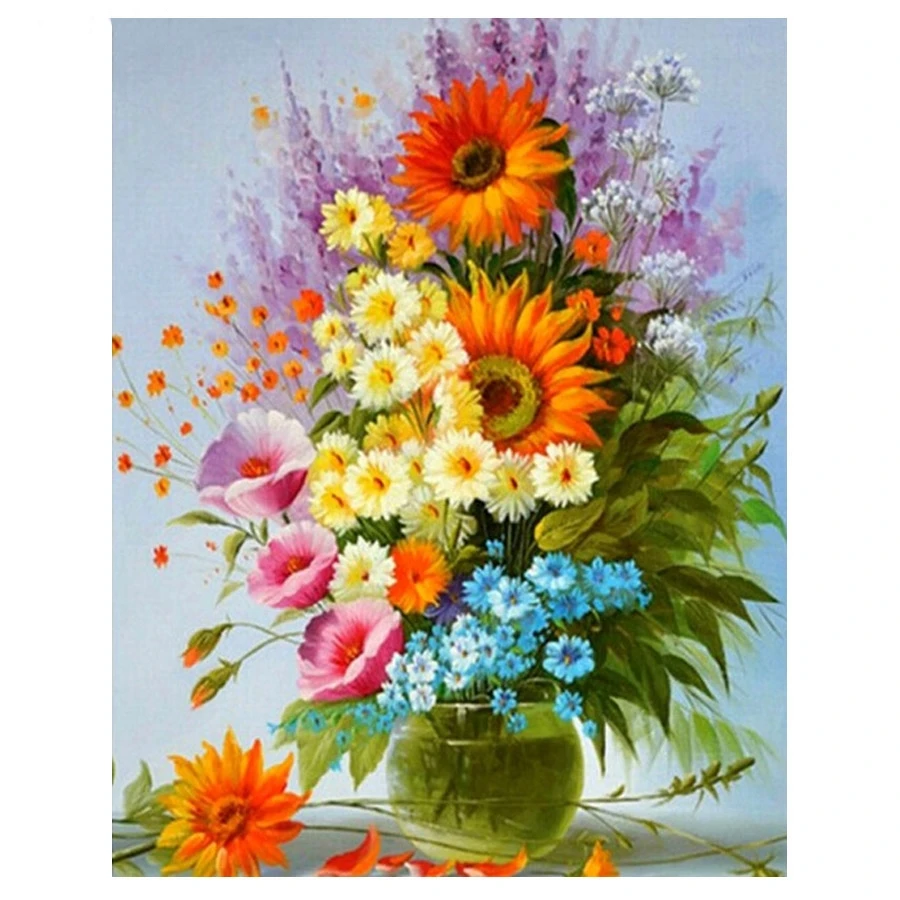 5d diy diamond painting still life flowers full square round drill,Puzzle Picture,mosaic diamond embroidery full display_副本