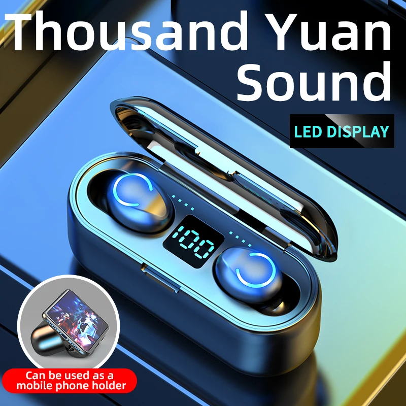 TWS 5 0 Bluetooth Earphones Wireless Headphones 2000mah LED Power Display Touch Control Wireless Headset Gaming Earbuds F9 TWS