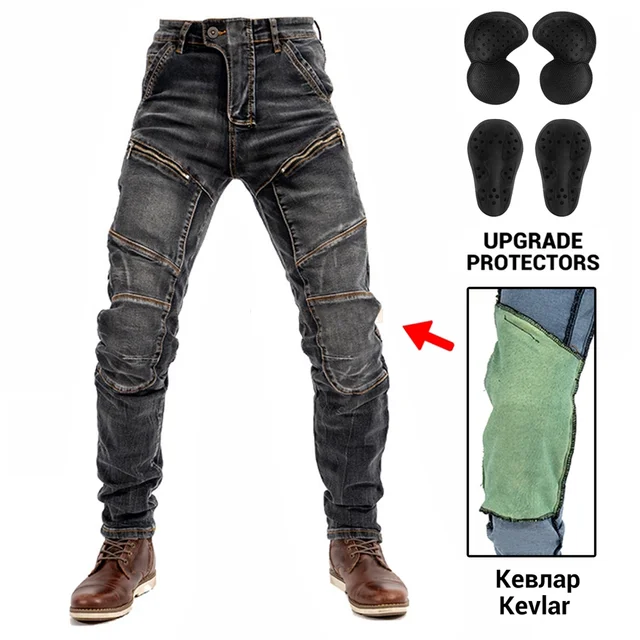 Motorcycle Pants Moto Protection Motocross Jeans Rodilleras Moto Jeans Men Motorcycle Motocross Pants Four Seasons Breathable NZ04 Black 2 PU