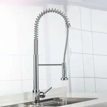 

Chrome Spring Kitchen Faucet Pull out Side Sprayer Spout 360 Rotation Kitchen Faucets Single Handle Mixer Tap Sink Faucet