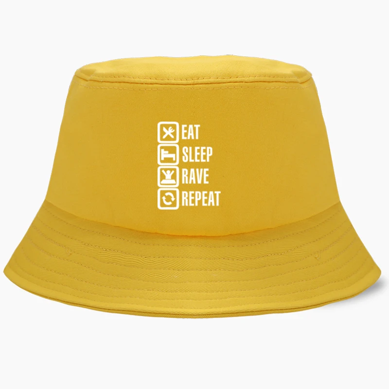 Sleep Rave Repeat Funny Bob Bucket Hats 