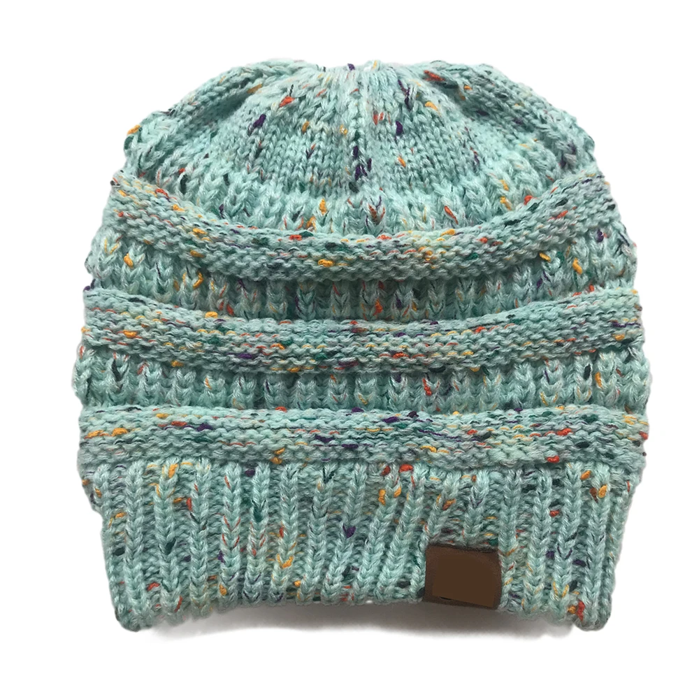 Конский хвост шапочки для девочек Mawei Взрывные модели Осень и зима модная Дамская теплая вязаная шляпа шерстяная шапка Skullies& Beanies - Цвет: 14