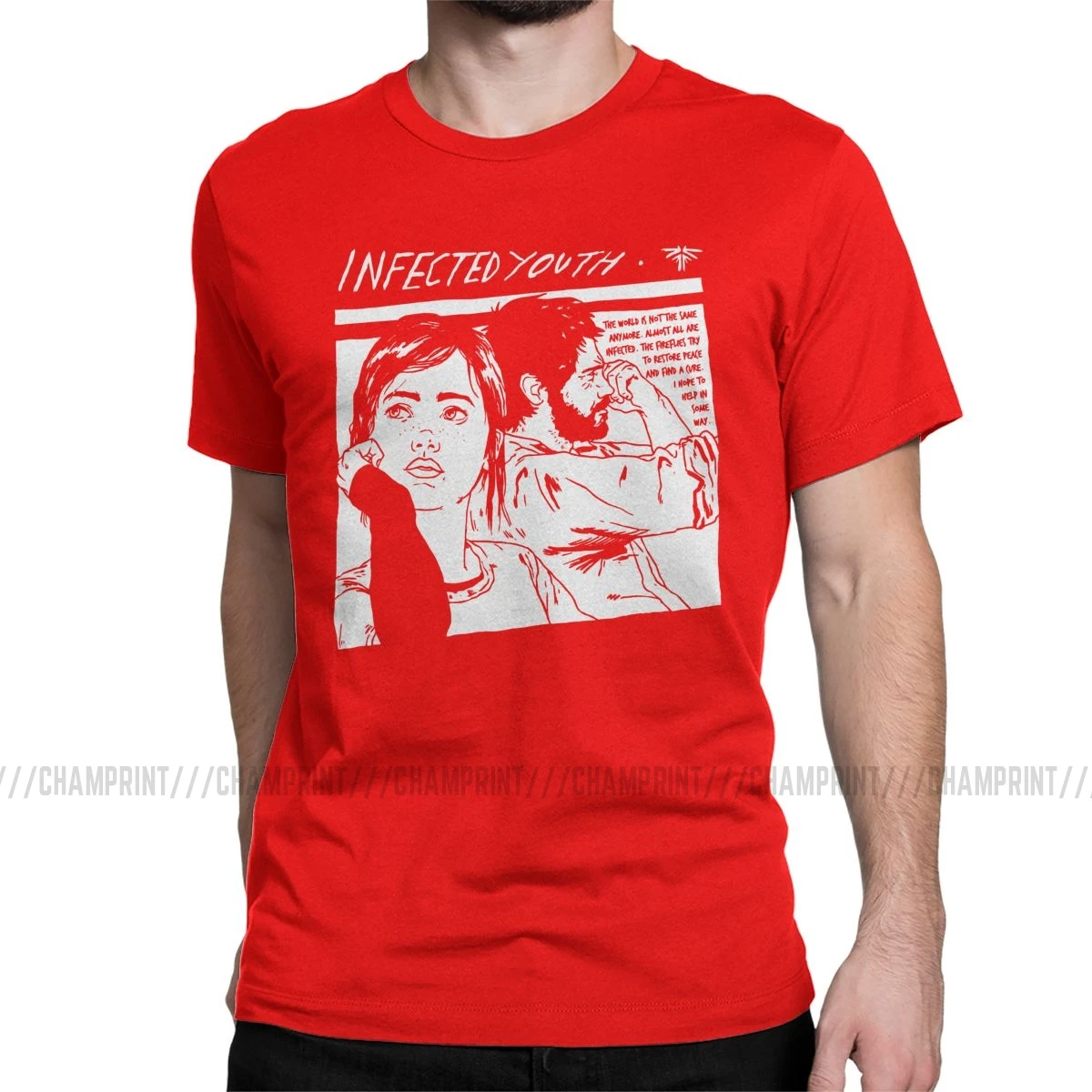 Infected Youth The последний из нас футболки мужские хлопковые футболки Элли Светлячок Joel Tlou Игра Футболка короткий рукав размера плюс - Цвет: Красный