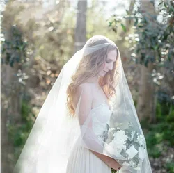 White Ivory 3 /4/5/10 Meter Bridal veil Long Cathedral without Comb One Layer Cover Face Cut Edge Wedding  Veil