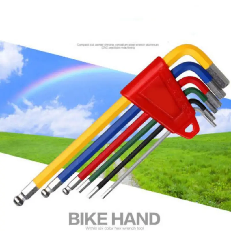 Hot 6pcs/Set High-quality Professional Multi-function 6 Colors Hex Key Wrench Set Bicycle Repair Tools
