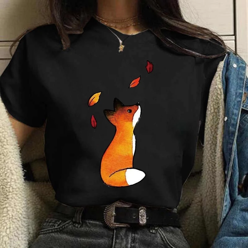 Купить Футболка женская одежда лиса футболка Camiseta аниме милая Модные женские топы Принт | Футболки (1005003718834470)