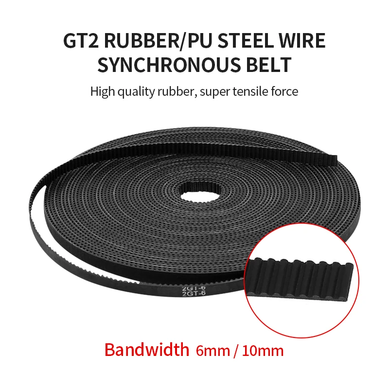 Gt2 Timing Belt Wide 6mm Rubber 2gt-6/2gt-9mm Small Backlash For 3d - View #3