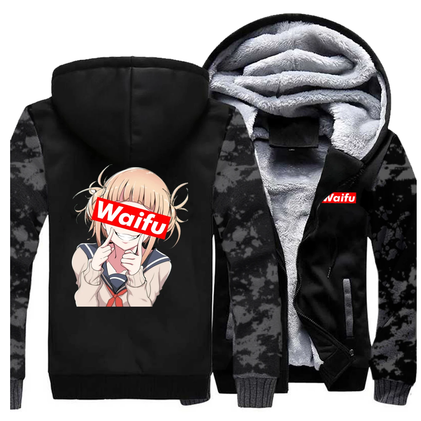 Neko Girl Waifu куртки мужские Neko Girl Waifu толстовки зимние толстые пальто на молнии спортивная верхняя одежда размера плюс - Цвет: Vintage Gray