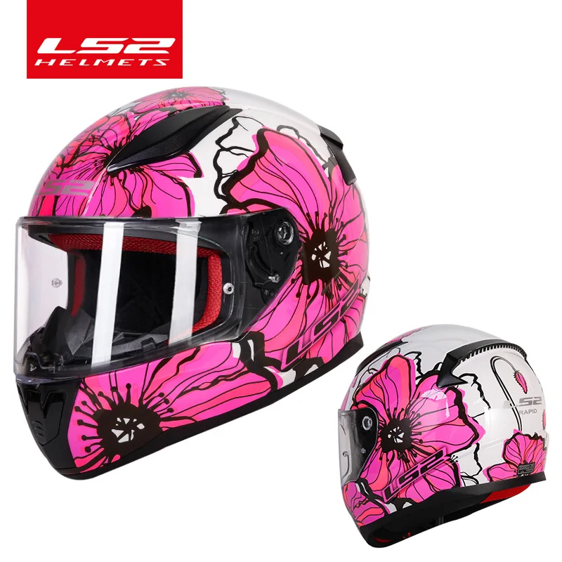LS2 Быстрый Полный лицевой мото rcycle шлем moto capacete ls2 ff353 ABS безопасная структура уличный гоночный шлем - Цвет: pink Lotus