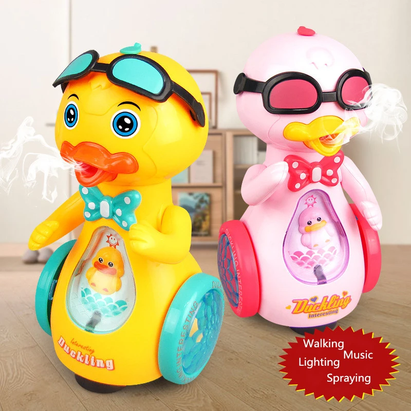 

Electric Spray Duck Music Light Funny Walking Kids Toy Birthday Gift