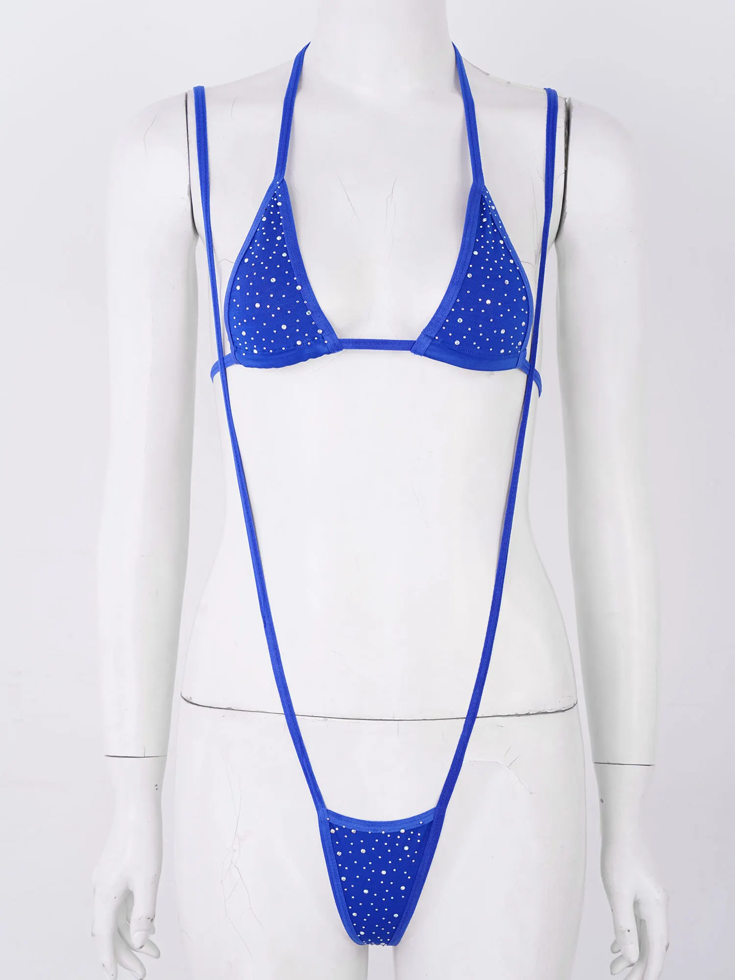 Womens Bikini Swimsuit Glitter Rhinestone Lingerie Suit Lace up Swimwear  Sunbathing Bikini Set Halter Neck Bra with G string|Body Suits| - AliExpress