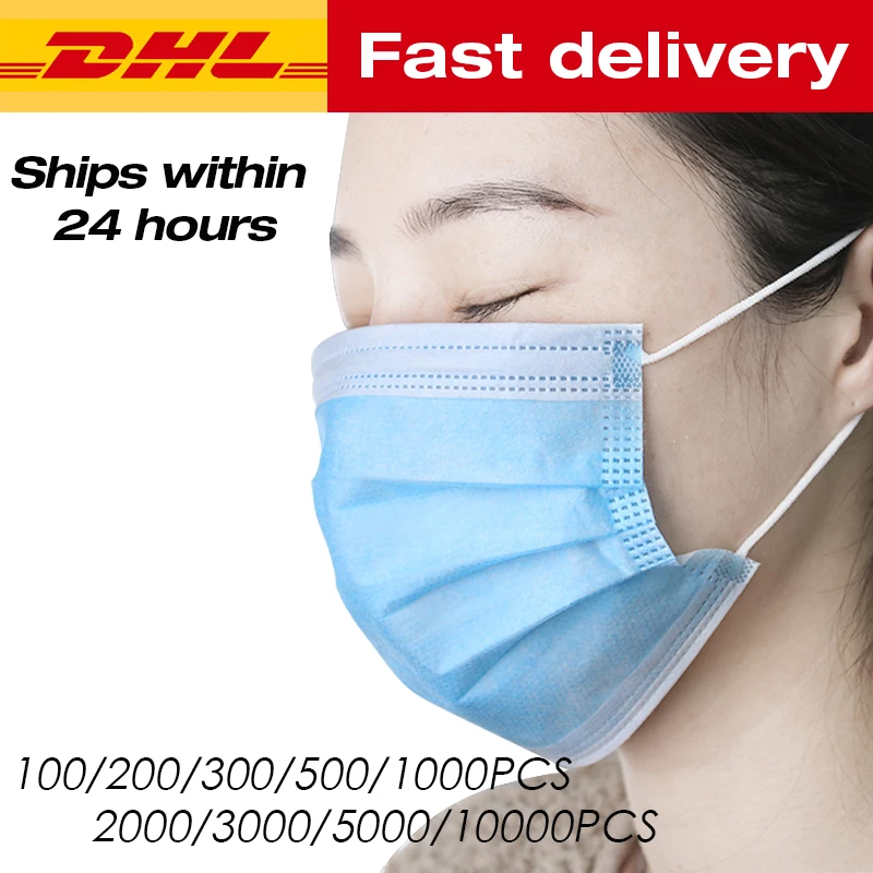 

100/200/500/1000/2000/5000/10000pcs Disposable Face Mouth Mask Nonwoven Masks Anti PM2.5 Hygiene Safety Mouth Face Mask DHL Ship