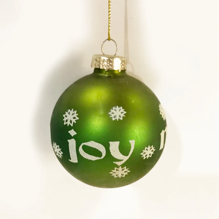 

Christmas tree decorations glass creative ornaments gift mall layout supplies export 6.5cm green letter ball
