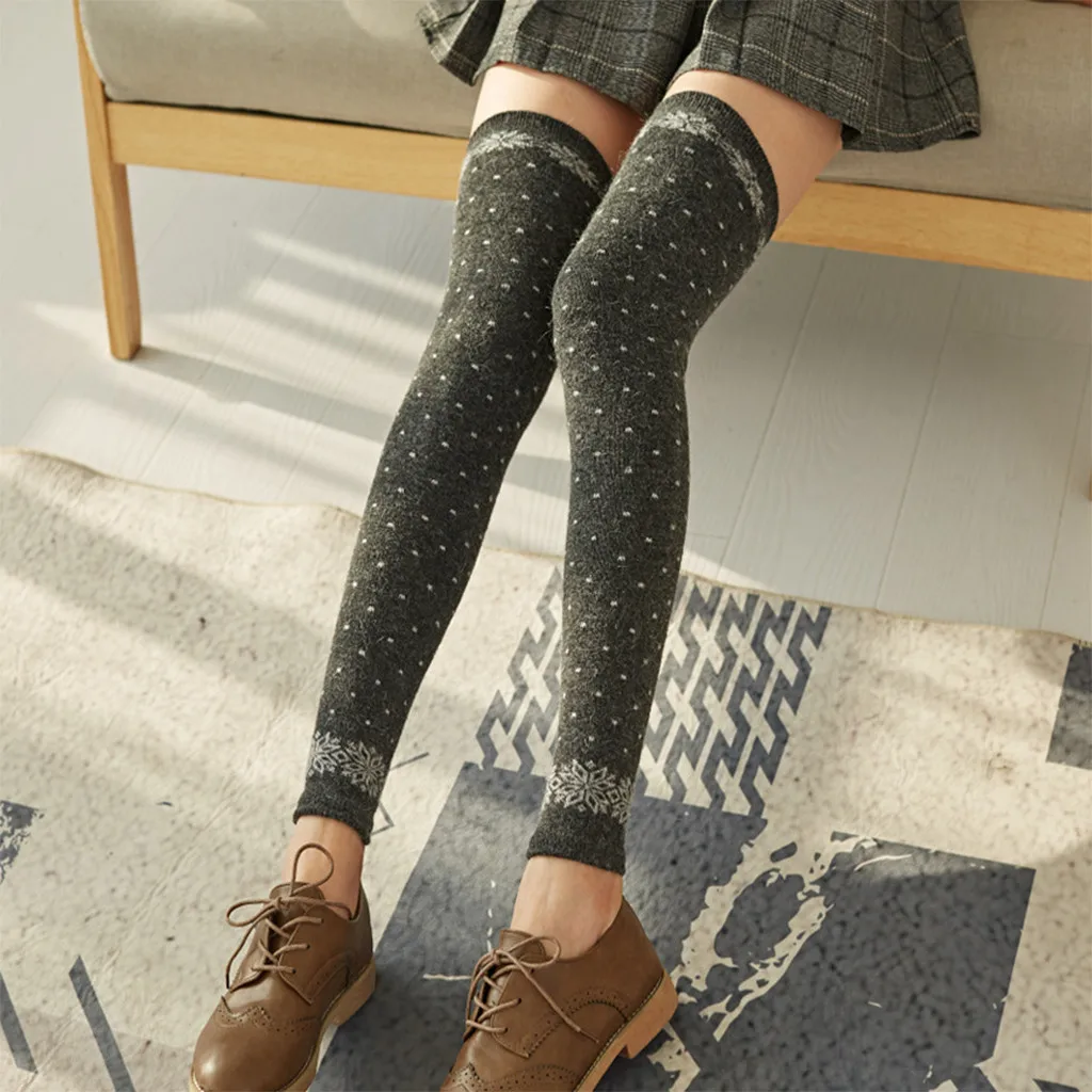 Женские зимние плотные теплые хлопковые чулки, модные ботфорты выше колена для женщин, однотонные длинные высококачественные носки - Цвет: Dark Gray