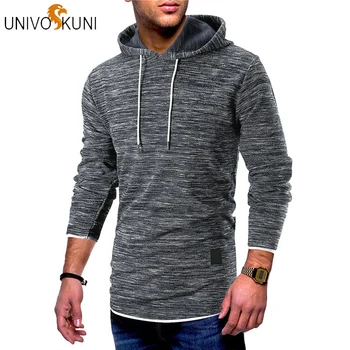 

UNIVOS KUNI 2019 Spring Men Hooded Sweatshirt Solid Color Hoodies Male Casual Long Sleeve Hoodie Slim Sportswear Pullover J503