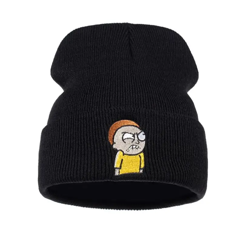 Rick Beanies Рик и шапка Морти эластичный бренд вышивка теплые зимние унисекс вязанные шапочки Skullies US анимация горнолыжные шапки - Цвет: Black