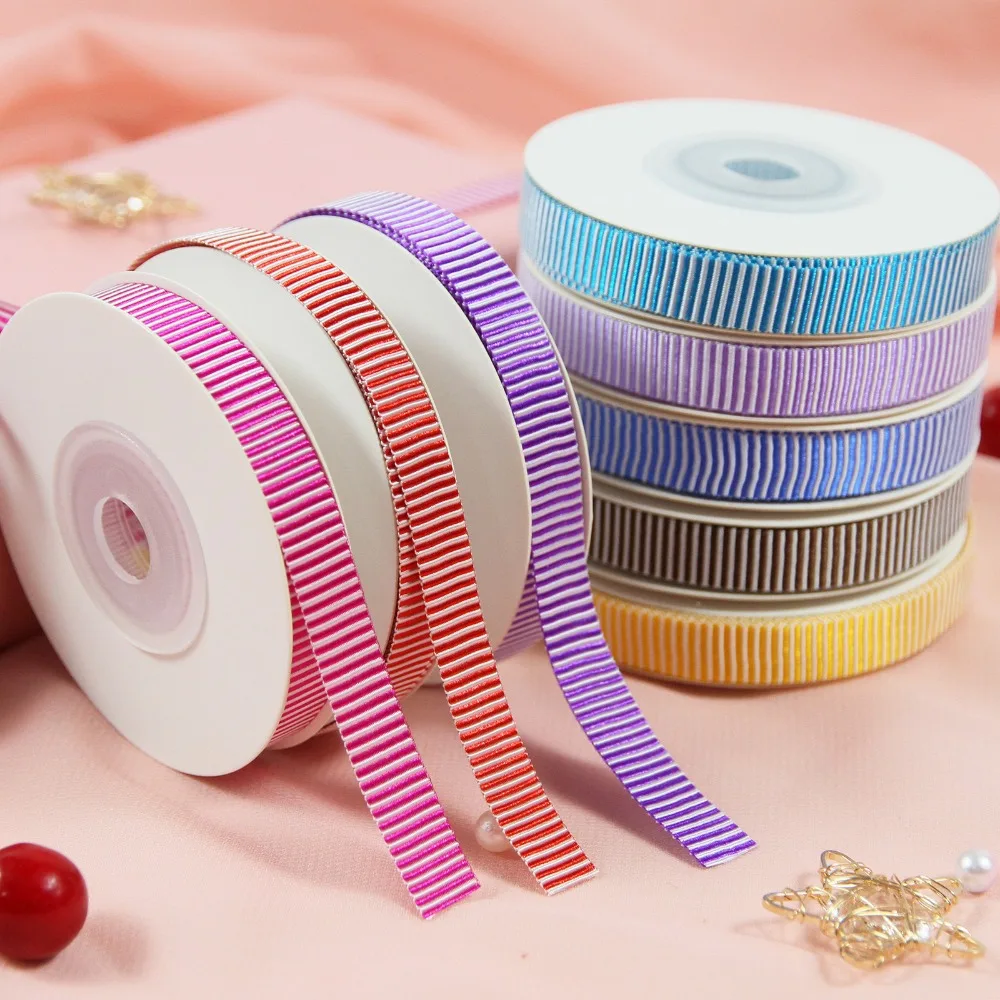 9mm 10yards/lot Geometric Stripes Ribbon bing Ribbon for Flowers