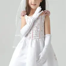 1 пара, свадебные перчатки с жемчужным декором, атласные длинные платья, свадебные перчатки для детей, вечерние, для сцены, свадьбы