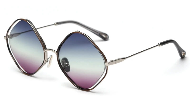 blue purple lens Peekaboo Ретро ромбовидные Солнцезащитные очки женские градиентные линзы подарок на год элементы мужские солнцезащитные очки ретро металл Летний стиль - Цвет линз: blue purple lens