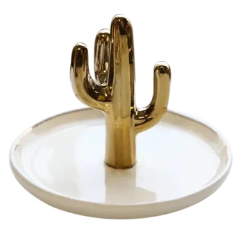 

Nordic Cactus Shaped Jewelry Display Storage Trays Stand Dish Holder Cactus Trinket Plant Dish Ring Storage Cactus Decoration-Go