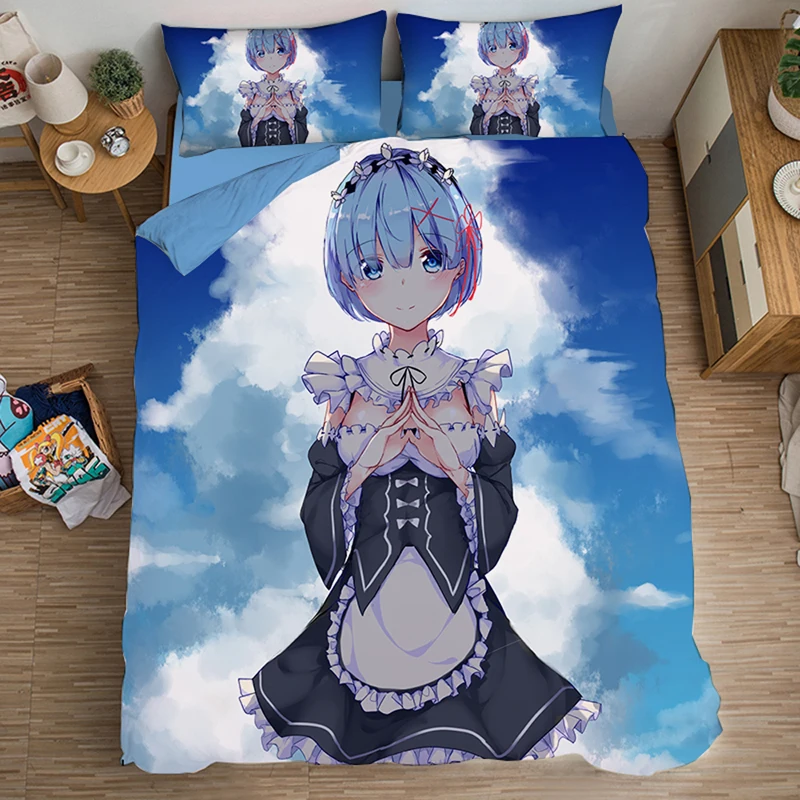 

Anime Re:Life In A Different World From Zero Bedding Set Duvet Covers Rem Comforter Bedding Sets Bedclothes Bed Linen 06