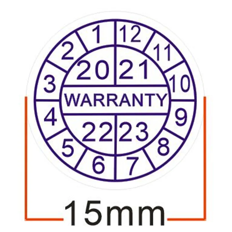 2 Years Warranty Stickers 41mm Starburst Various Pack Sizes Available