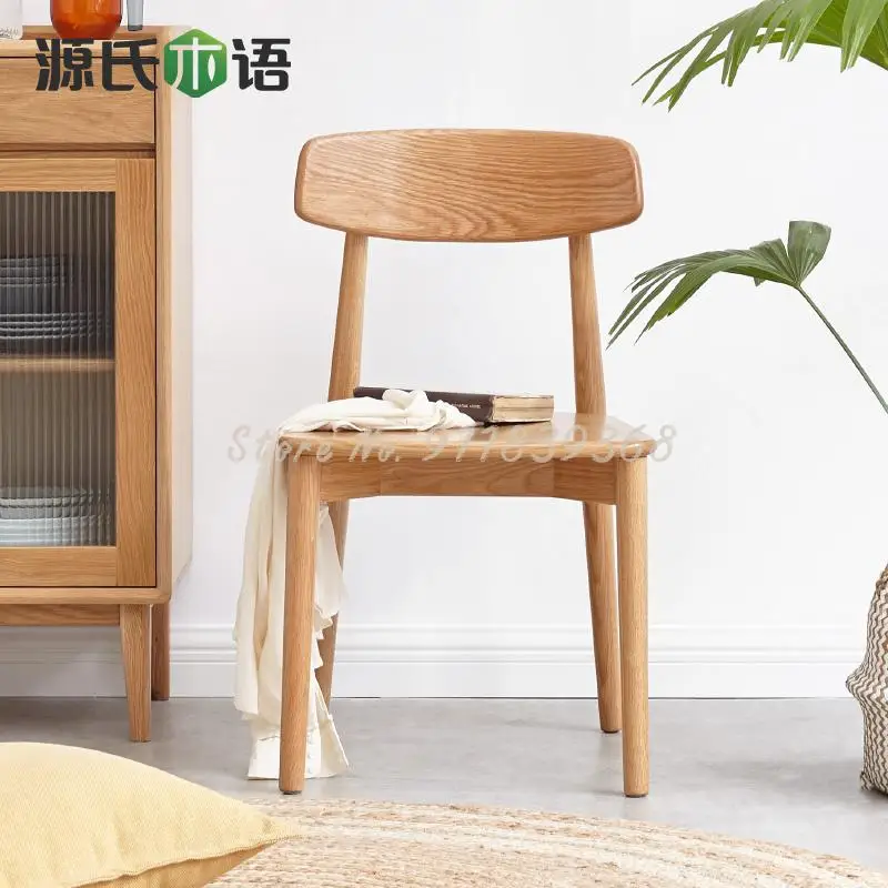Solid wood dining chair simple modern oak back soft bag leisure Nordic restaurant single | Мебель