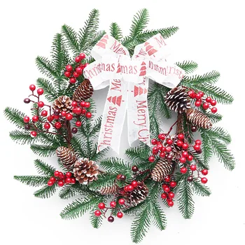 

Red Fruit PE Christmas Wreath 40cm Shopping Mall Hotel Door and Window Ornaments Party Christmas Decor Wooden Home Decoration