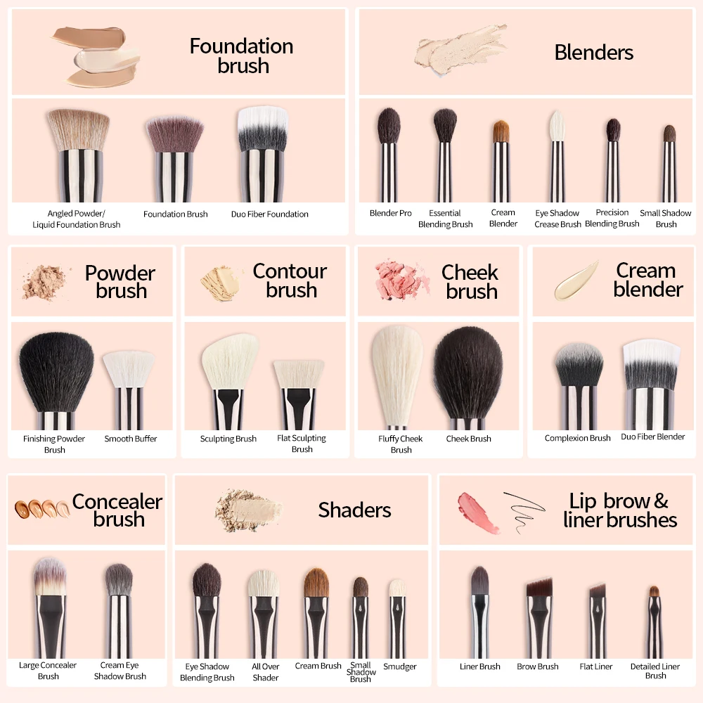 OVW Makeup Brushes 28pcs Set 4 pcs Beauty Puff Sponge EggPowder Kabuki Blush Concealer Eye Shadow Makeup Brush Kit 3
