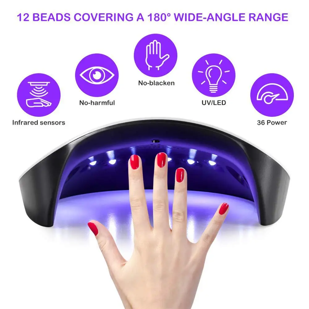 

USB Nail Dryer 36W UV Nail Lamp LED 3 Timers for UV Gel Nail Gel Polish Automatic Sensor Curing Lamp Manicure Pedicure Nail Art