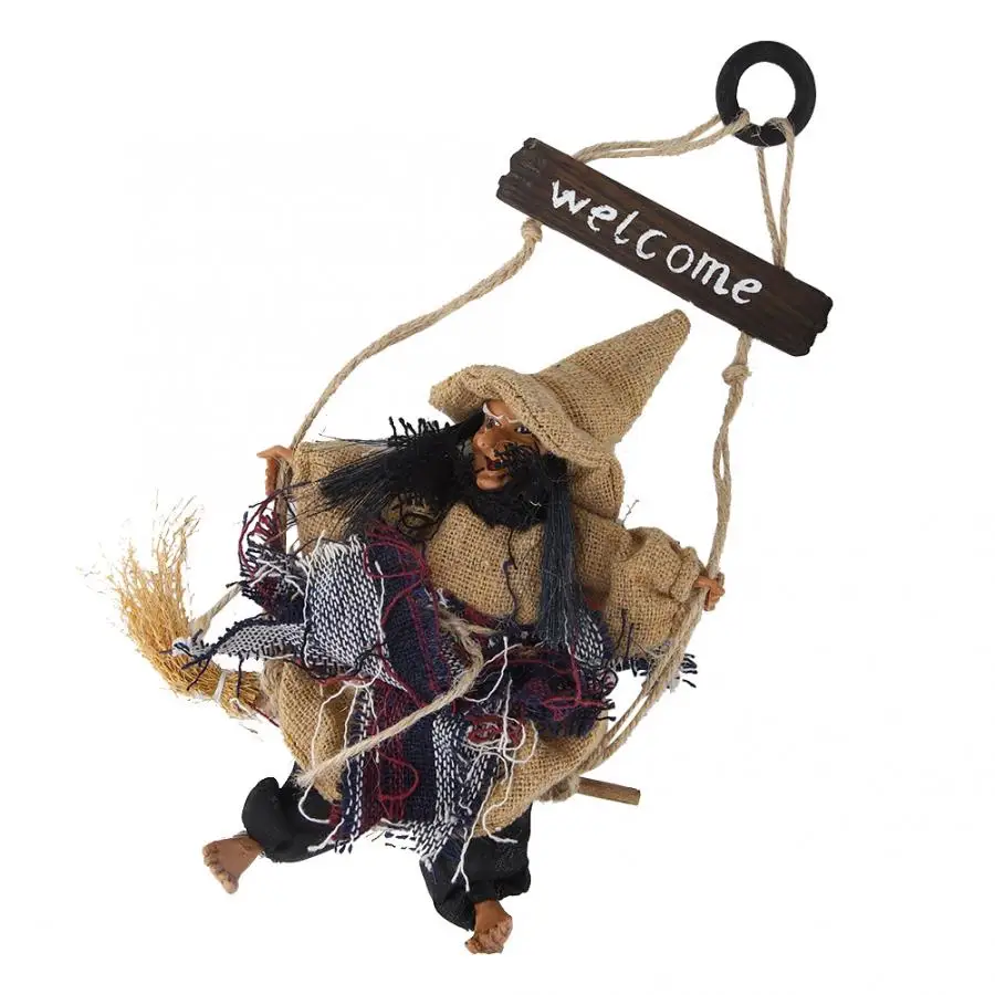 Holiday DIY Decorations Garlands Wedding Valentines Decoration Lifelike Hanging Flying Witch With Broom Decor Ornament Door