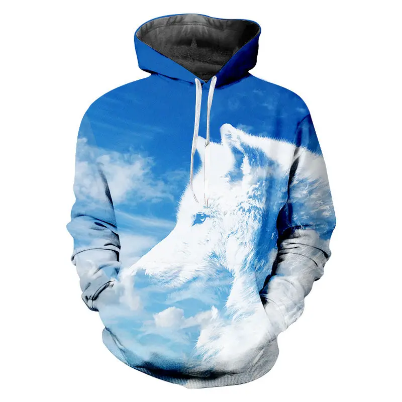 

Cool Man Wolf Hoodies Funny 3d Cloudy Animal Print Casual Hip Hop Sweatshirts Unisex 3d Hooded Pullover Tracksuit Custom XXS-4XL