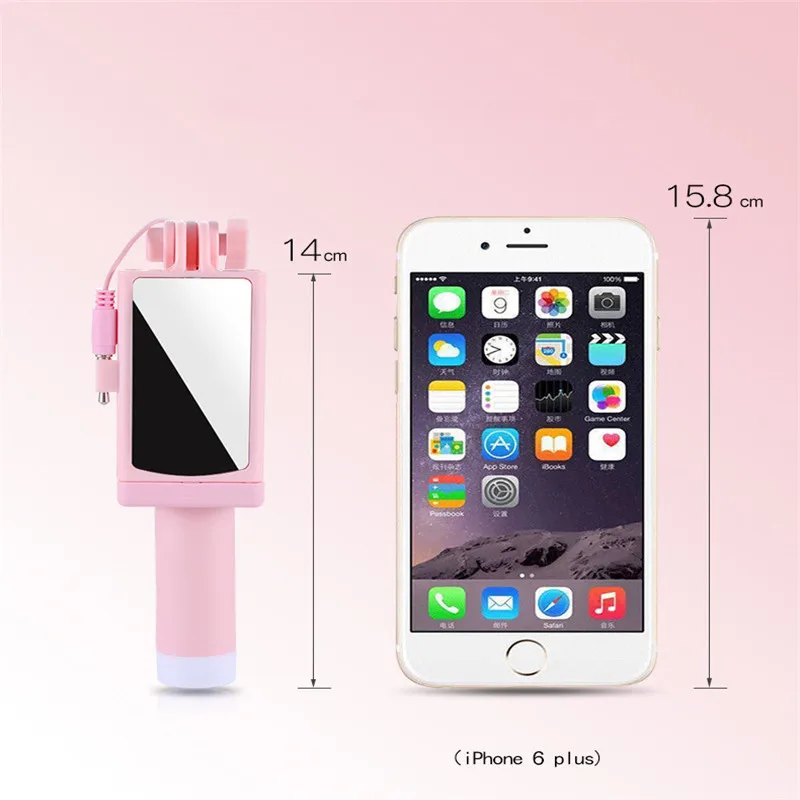 Wired Selfie Stick Rearview Mirror Selfie Stick For iPhone 6 6S 7 Plus 5 SE Monopod Adjustable Phone Holder For Huawei xiaomi