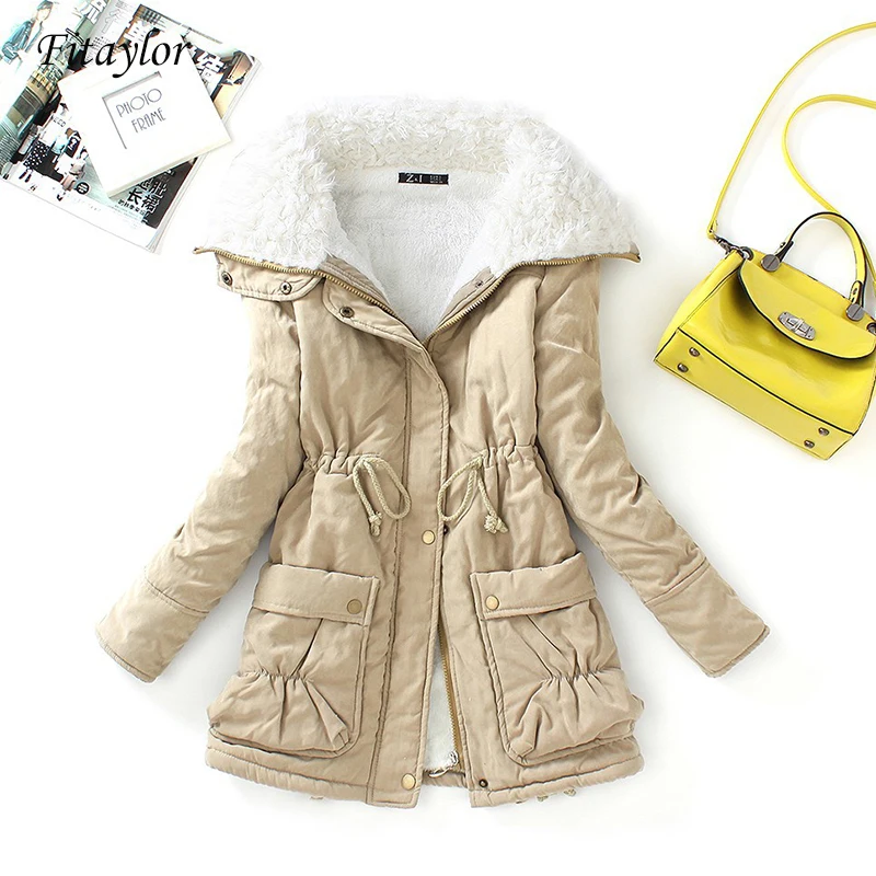 Finest  Fitaylor Winter Cotton Coat Women Slim Snow Outwear Medium-long Wadded Jacket Thick Cotton Padded W