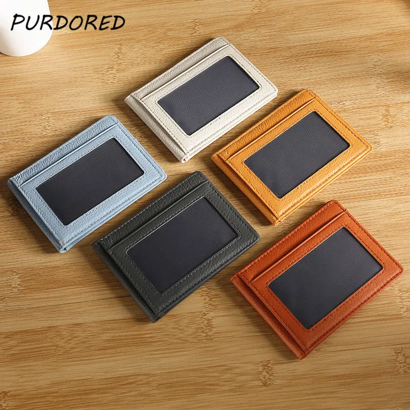 

PURDORED 1 Pc Unisex Women Solid Color Bank Card Holder Small Wallet Card Case Package Mini Money Card Clip Case Porte Carte