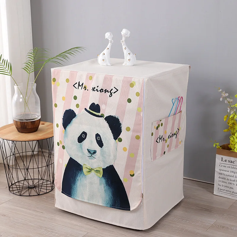 Nordic Style Washing Machine Dustproof Cover Cotton And Linen Cover