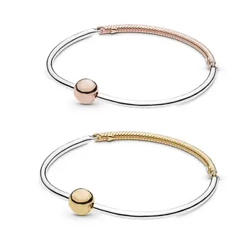 

YinDX 925 Sterling Silver Bracelet Carved Micro-standard Two-color Charm Suitable For Original Female Holiday Party Accessories