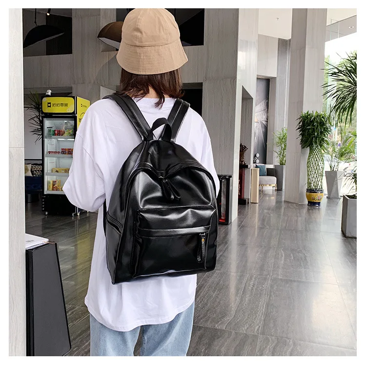 Soft Rucksack PU Leather Backpack for School Girls 2019 Women Backpack Preppy Style Back Bag Big Capacity Pink College Backpacks (19)